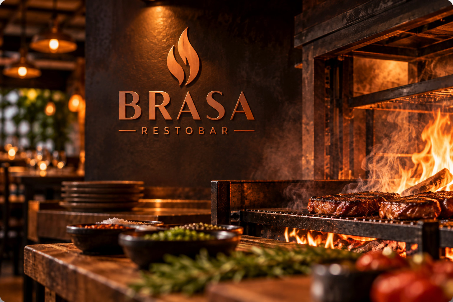 Parrilla y cocina de BRASA Restobar